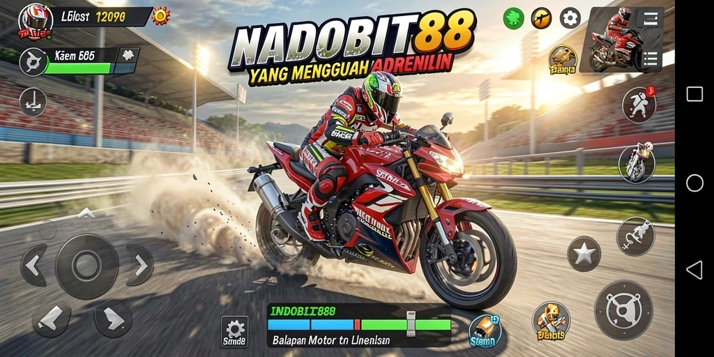 Gameplay mendebarkan di INDOBIT88 dengan balapan motor yang seru.