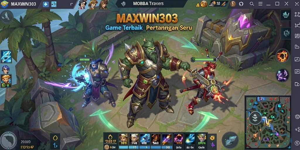 Screenshot gameplay MAXWIN303 menampilkan pertempuran intens antar karakter.