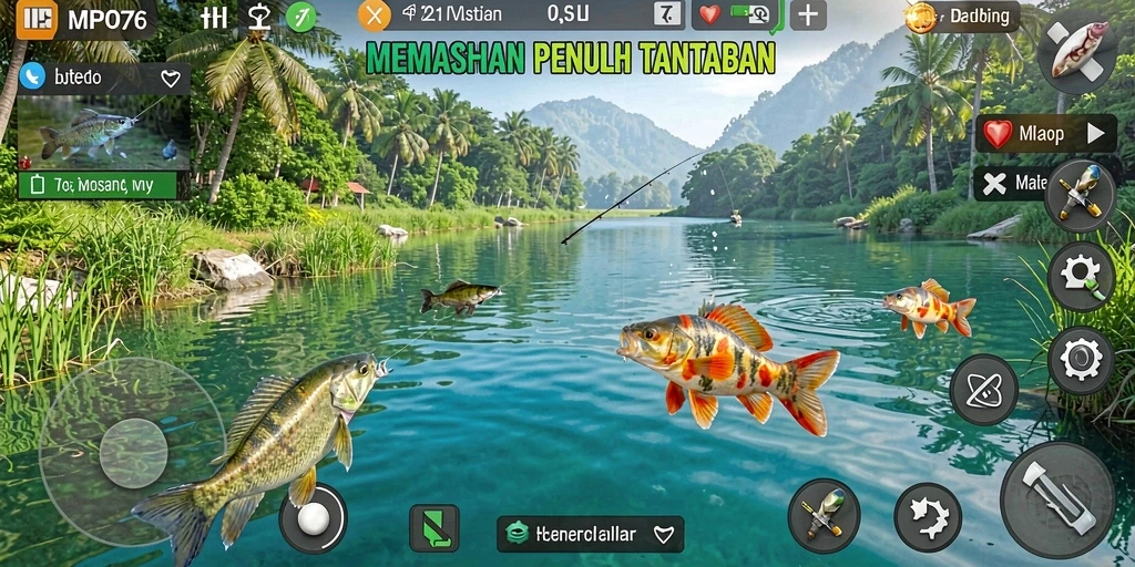 Tampilan gameplay memancing yang seru dan menantang di MPO76.