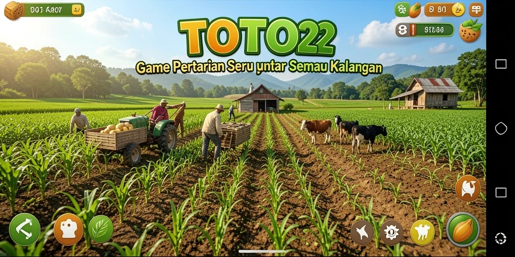 Screenshot gameplay TOTO22 menampilkan aktivitas bertani yang menyenangkan dan interaktif.